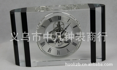 工廠直銷 透視機芯水晶不銹鋼材質鈦金座鐘特價現貨